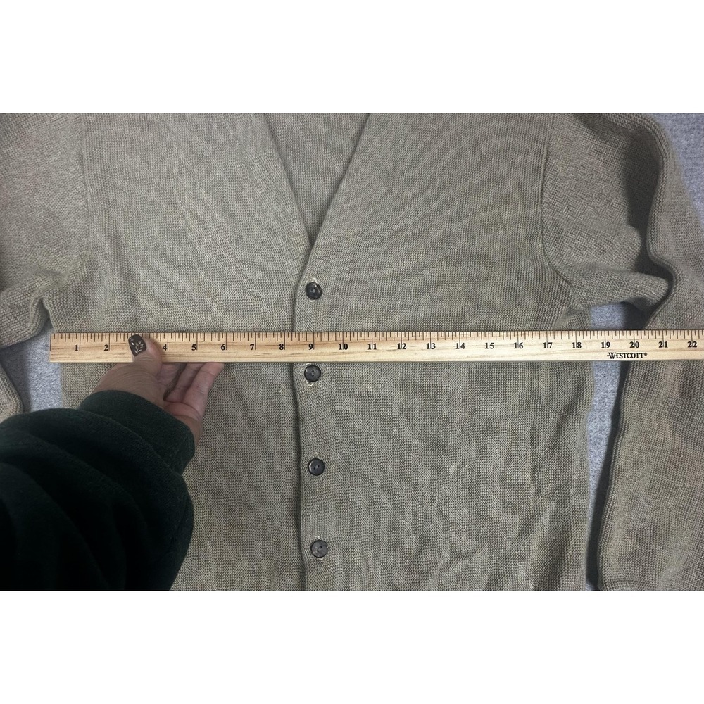 Vintage Lord Clayton Cardigan Sweater Mens Small Oatmeal Brown Button Front Knit - Picture 7 of 10